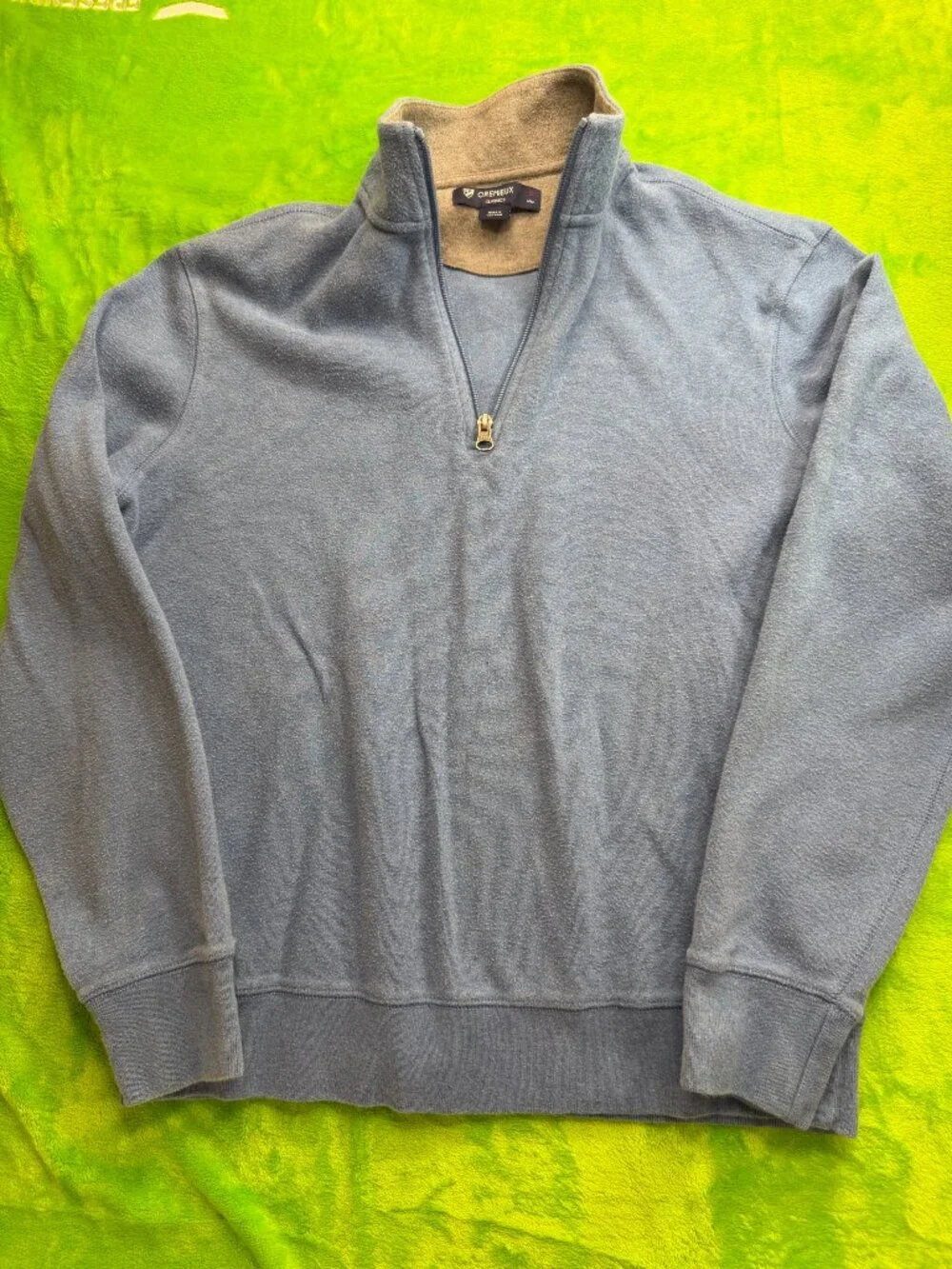 Cremieux Classics Quarter Zip Fleece Pullover Mens Sz S Blue
